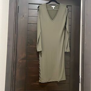 Leith Long Sleeve Green Body-con Dress